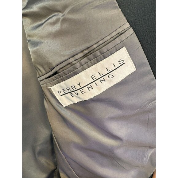 Perry Ellis Evening Mens Wool Tuxedo Jacket 40R Black - Picture 3 of 13